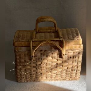 Woven Picnic Basket with Handle